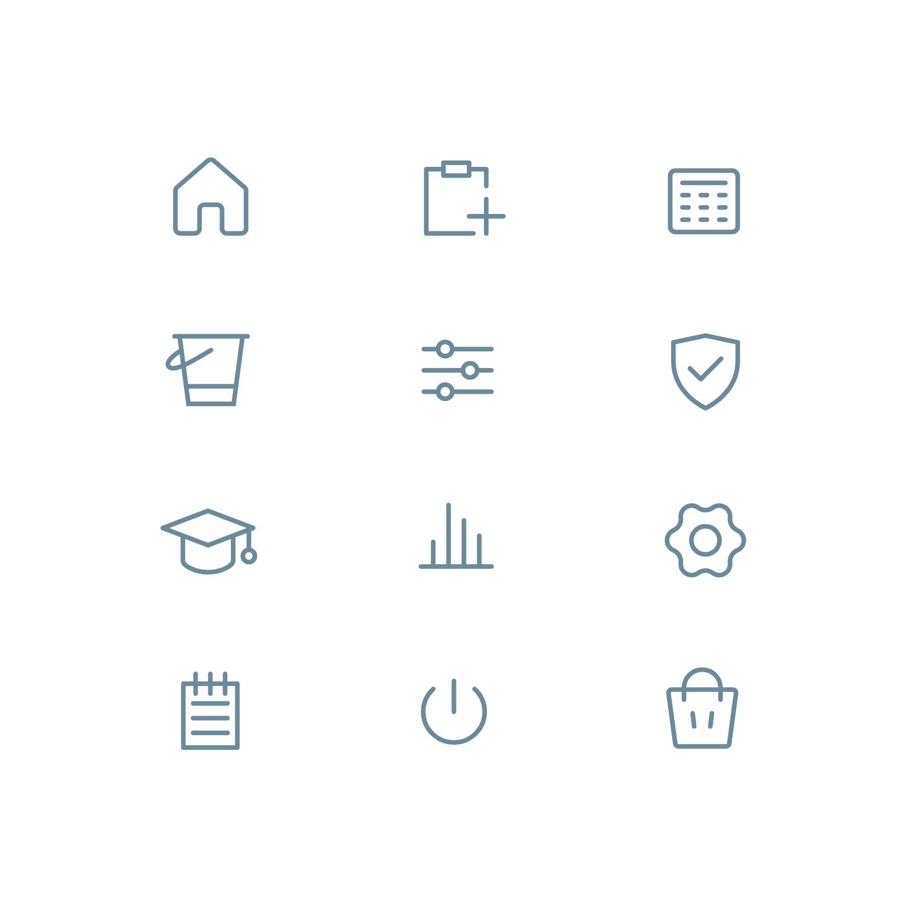 Four Buckets Icons Light